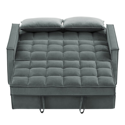 Mercer41 Ledjona Velvet Convertible Sofa Bed Pull Out Sleeper Sofa